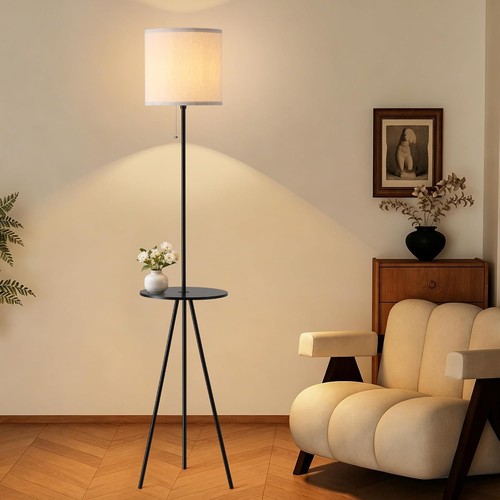 Linen shade floor lamp with - shade,