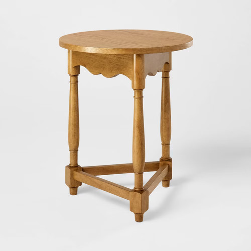 Scalloped side table light - scalloped, oak