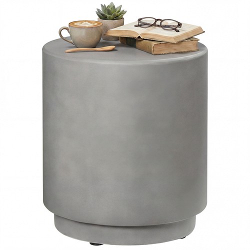 17in round concrete side table - 17in,