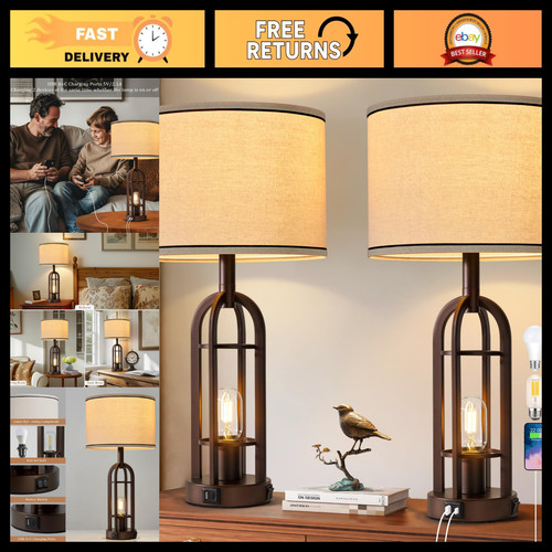 Farmhouse table lamps set - farmhouse,