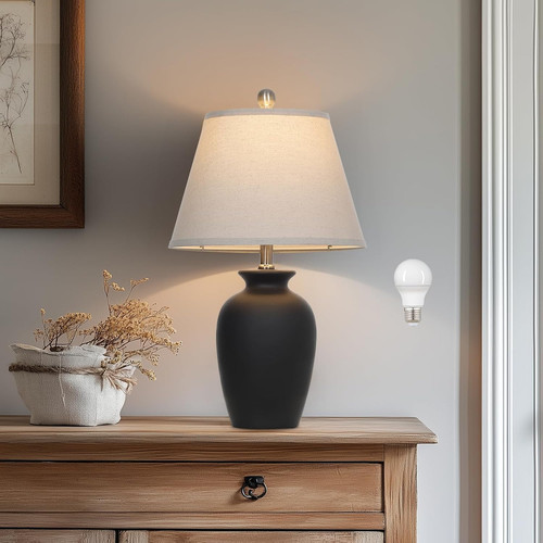 Table lamp black - black, ceramic