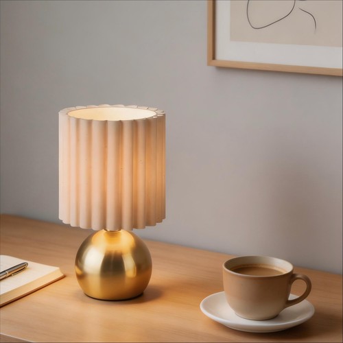 Small brass lamp with beige - lamp,